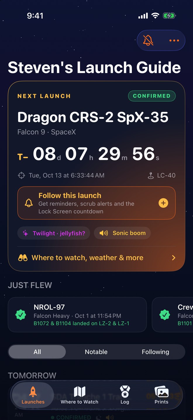 The Launch Guide home screen